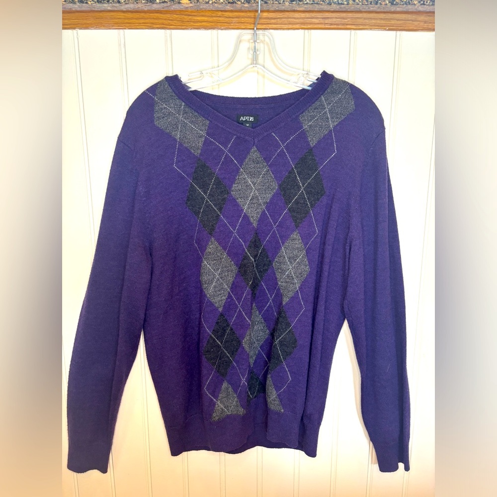 APT 9 Longsleeve Vintage Checked Purple Sweater